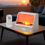 Sunrise Alarm Clock for Bedrooms, White Noise Machine Creative Simulated Sunrise Animation with 7 Modes, 12 Natural Sounds, Music Speaker & Remote, Wake Up Light Sunset Lamp Gifts for Heavy Sleepers