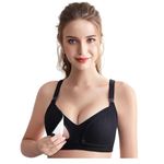 Colorscoop Smooth Cotton Black Nursing Bras for Women: Wireless Maternity Bralette with Pads & Extenders, Ultra Comfort for Breastfeeding and Full Coverage Support (in, Numeric, 34, 1, Black)