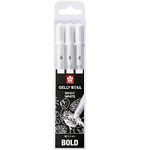 Sakura Gelly Roll 3 x Bright White pens in case, Bold, size 10