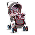 Mee Mee Little Explorer Baby Stroller/Pram for 0 to 3 Years, New Born/Kids, 5 Point Safety Harness, Adjustable backrest, 360 Swivel Wheel, Large Storage Basket, Reversible Handlebar Net (Modern, Red)