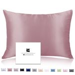 Ravmix Silk Pillow Case for Hair and Skin with Hidden Zipper, Both Sides Cooling Silk Pillowcase Standard Size 20×26 inches, 1PCS, Dark Lotus