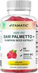 Vitamatic Sugar Free Saw Palmetto with Pumpkin Seed - 3000 mg Equivalent per Serving - Natural Raspberry Flavor - 60 Count