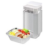 Aluminium Foil Containers with Lid - 50 Pack - Large Foil Food Trays with Lids - No.6A - Oven Trays - Food Storage Containers for Meal Prep, Takeaway, Roasting, and Airfryer Cooking