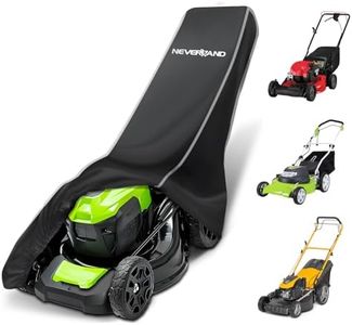 NEVERLAND Push Lawn Mower Cover - Lawn Mower Covers with Drawstring & Storage Bag, Heavy Duty 420D Polyester Oxford Push Mower Cover, Black+Silver
