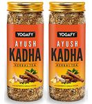 YOGAFY - Ayush Kadha - 200 gm || IMMUNITY BUILDING|| Best relief from Cough and Cold, Sore Throat & Congestion - Whole spices and Tulsi Leaves | FOOD GRADE Pet Jar Pack | Pack of 2