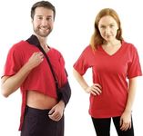 Post Surgery Shirt with Discreet Left & Right Side Snap Access (XL, Red)