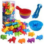 CYZAM Counting Animals Matching Game with Sorting Cups, Montessori Sorting & Counting Toys, Preschool Color Learning Toys for 3 4 5 Years Old Girls Boys, STEM Educational Toy for Toddler (36 Animals)