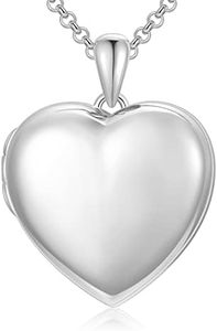 SOULMEET 18k Filled White Gold/Filled Gold Minimalist Style Blank Heart Locket Necklace That Holds Pictures Photo Locket Necklace, 20" 10K Gold Chain (Locket only)