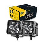 Hella Black Magic LED Series 3.2 Inch Cube Kit - LED Spotlight with Wiring Harness - Performance High Beam Off-Road Light for Pickup Trucks, ATV, SUV, 4x4, Jeep, Tractors / 358176821