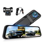 OiLiehu 9.66" IPS Touchscreen Mirror Dash Cam, Smart Rear View Mirror Camera, 1080P Dash Cam Front and Rear, Night Vision, Parking Assist, Loop Record, Exposure Compensation, Adjustable Field of View