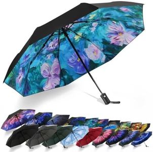 SY COMPACT Travel Umbrella Windproof Automatic Light Weight Sturdy Umbrellas-Factory Outlet Umbrella (Iris)