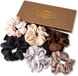 Lolalet Scrunchies for Women, Satin Hair Scrunchies Softer Than Silk Hair Ties for Hair Sleep, Big Scrunchy Ponytail Holder with Elastic Hair Bands for Girls Thick Thin Curly Hair -6 Pack, Style A