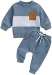 PanLidapan Toddler Infant Baby Boy Fall Winter Outfit Clothes Long Sleeve Sweatshirt Jumper Top Elasticated Waist Trouser Tracksuit Set (Blue-a, 12-18 Months)