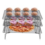 Cooling Racks for Baking, 3 Tier Stackable Nonstick Stainless Steel Baking Cooling Grill Tray Baking Rack Stacker for Biscuit Cake Bread, Oven Rack Large with No Artificial Coatings