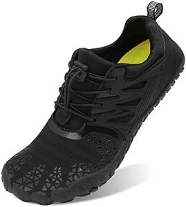 Scurtain Unisex Mens Womens Athletic Hiking Water Shoes Quick Dry Barefoot Aqua Shoes Swim Shoes Beach Shoes with Drainage, All Black, 15 Women/14 Men