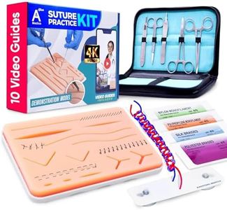 Complete Suture Practice Kit for Medical Students w/How-to Suture HD Video Course, Suture Training Manual & Carryall Case. All-in-One A Plus Medics kit incl. Suture Practice pad. (Education Use Only)