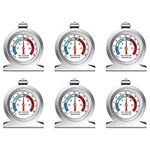 Thlevel Fridge Thermometer Freezer Thermometer Refrigerator Temperature Dial Type Stainless Steel with Hanging Hook and Stand 6 Packs