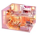 TuKIIE DIY Miniature Dollhouse Kit with Furniture, 1:24 Scale Creative Room Mini Wooden Doll House Accessories Plus Dust Proof & Music Movement for Kids Teens Adults(Dream Angels)