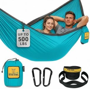 Wise Owl Outfitters Camping Hammock - Portable Hammock Double Hammock Camping up to 500lbs, Accessories for Outdoor, Indoor w/Tree Straps, Double Blue & Grey