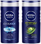 Nivea Men Shower Gel, Cool Kick Body Wash, 250ml & Men Shower Gel, Energy Body Wash, 250ml