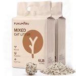 FUKUMARU Tofu Cat Litter, 12 LBS Clumping Cat Litter, Dust Free, Natural, Unscented, Flushable, Lightweight, Low Tracking, Mixed Apple Wood, 24/7 Odor Control, 6lb x 2bags