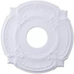 YUANGANG Lighting Ceiling Medallion, Decorative Carving Ceiling Fan Medallion Ring For Light Fixtures Base PVC, White