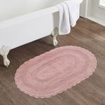 THE HOME TALK Cotton Oval Bath Rug | Area Rug for Spa, Vanity Shower, Kitchen & Living Room | Water Absorbent Linens | Warm & Soft Carpets | Bathroom Accessories | 50 x 75 cm