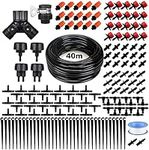 Drip Irrigation Kit, 132ft/40M Garden Drip Irrigation System, 164PCS Adjustable Automatic Micro Watering System, 1/4” Blank Distribution Tubing Hose Suit for Garden Landscape, Flower Bed Patio, Greenhouse, Plants