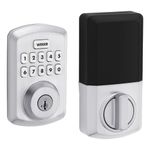 Weiser Powerbolt 3 Satin Chrome Keyless Entry Door Lock/Deadbolt Lock, 10-Button Keypad Door Lock with Auto Lock and 12-Month Battery Life, Electronic Door Locks for Front Door, Home Décor