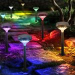 Linkind Solar Spot Lights Outdoor 8 Pack, Color Changing+Warm White+Cool White Solar Lights for Outdoor Decoration, Solar Lights Outdoor Waterproof for Walkway Pathway Yard Garden Landscape