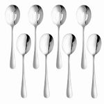 Serving Spoons Set Silver 8.7 inches, 4 x Serving Spoon, 4 x Slotted Spoons, Large Stainless Steel Serving Utensils, for Buffet, Family Party, Home Kitchen