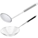 2 Pieces Spider Strainer Skimmer, Aieraczy Skimmer Spoon, Spider Cooking Utensil, Slotted Spoon, Stainless Steel Ladle Wire Spoon for Kitchen Cooking and Frying, Oil Filter, Pasta, Spaghetti, Noodle