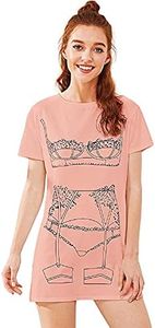 Floerns Women's Funny Lingerie Nightgown Cute Print Tshirt Sleepdress Pink M