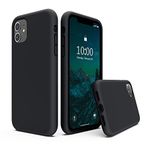 SURPHY Liquid Silicone Case Compatible with iPhone 11 Case, Soft Rubber Full Body Thickening Design Shockproof with Microfiber Cloth Lining 6.1 inch Phone Case for iPhone 11, Black