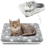 Mora Pets Cat Bed Dog Crate Pad Ultra Soft Pet Bed with Cute Star Print Washable Crate Mat for Small Dogs and Indoor Cats Reversible Fleece Dog Kennel Pad Cat Carrier Mat 14 x 17.5 inch Grey