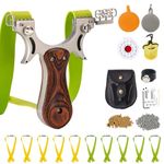 RCZZSUWE Slingshot, Hunting Sling Shot Set for Adults, Professional Stainless Steel Tactical Slingshots, High Velocity Catapult with Ammo Balls, Rubber Bands, Ammo Pouch, Target