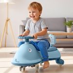 R for Rabbit Iya Iya Dino Kids Swing Car, Twister Panda Car with PU LED Wheels ABEC 7 Bearing with Music, Push Ride on for 3+ Years Baby Boy Girl, 100 Kgs Weight Capacity (Sky Blue)