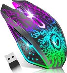 VersionTECH. Wireless Gaming Mouse, Rechargeable Computer Mouse Mice with Colorful LED Lights, Silent Click, 2.4G USB Nano Receiver, 3 Level DPI for PC Gamer Laptop Desktop Chromebook Mac -Black