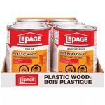 LePage Plastic Wood Filler - Synthetic Latex Wood Putty for Repairs, Holes, & Cracks, Paintable & Stainable - 946 mL, 6 Pack