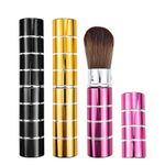 Arvintas 3 PACK Retractable Kabuki Makeup Brush, Travel Makeup Brushes with Cover Makeup Tool Portable Blush Brush for Blush, Bronzer, Buffing, Highlighter Flawless Powder Cosmetics