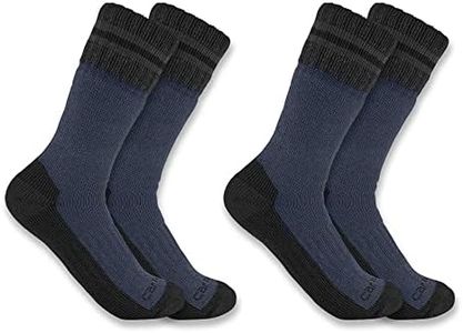 Carhartt Unisex Heavyweight Synthetic Wool Blend Boot Sock 2 Pairs, denim, Large