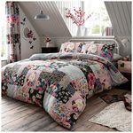 GC GAVENO CAVAILIA Floral Patchwork Duvet Cover Quilt Bed Set With Pillow Case, Reversible, Poly Cotton, Ellis Multi, King Size Bedding, 544364