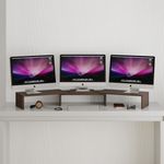 BLUEWUD Festvi Triple Monitor Stand & Computer PC Screen Height Riser Gaming Desk for Table Home & Office for Living Room Home Furniture (Wenge)