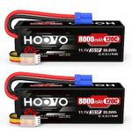 HOOVO 11.1 V Lipo Battery 3S 8000 mAh 120C Hard Case RC Battery Batteries with EC5 Connector Plug for RC Scale Helicopter Vehicles Car Truck Boats Hobby (2 packs)