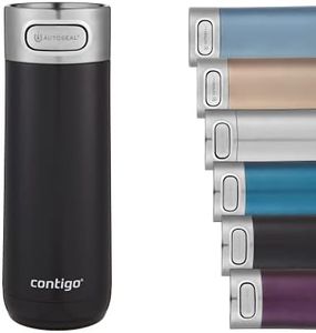 Contigo Luxe Autoseal mug isotherme, thermos café, mug en acier inoxydable avec isolation Thermalock, bouteille isotherme, tasse à café avec couvercle sans BPA facile à nettoyery, Licorice, 470 ml