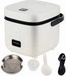 1.2L Mini Rice Cooker Keep Warm Travel Small with Removable Nonstick Pot Steaming Dish Rice Spoon and Measuring Cup (White)