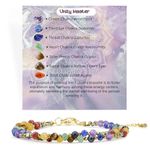 Farfume Crystal Bracelet Beaded Bracelets, Chakra Bracelet Bead Bracelet 4mm Natural Gemstone Spiritual Jewelry Gifts Bracelets for Women Girls(Chakras)