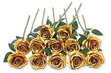 12 PCS Artificial Flowers Gold Rose