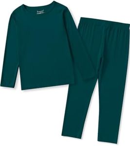 Jimonda Toddler Kids Girls Boys Pajamas Sets Soft Comfy Jammies Tencel Solid Raglan Sleepwear Pajamas Pjs 2pcs Set 18M-8Y (Dark green-2T)