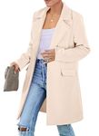 PRETTYGARDEN Women's Fall Long Blazer Jackets Long Sleeve Lapel Pockets Loose Fit Work Casual Blazers Outerwear (Beige,Medium)